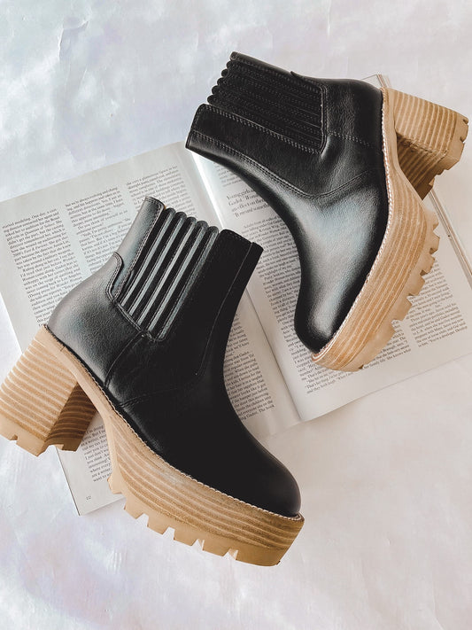 Aubrey Faux Leather Black Platform Boot