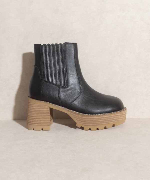 Aubrey Faux Leather Black Platform Boot