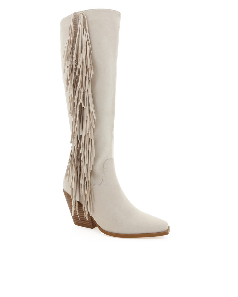 Ceylan Cream Suede Fringe Boot