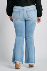 Tanner Mid Rise Frayed Flare Denim Jean