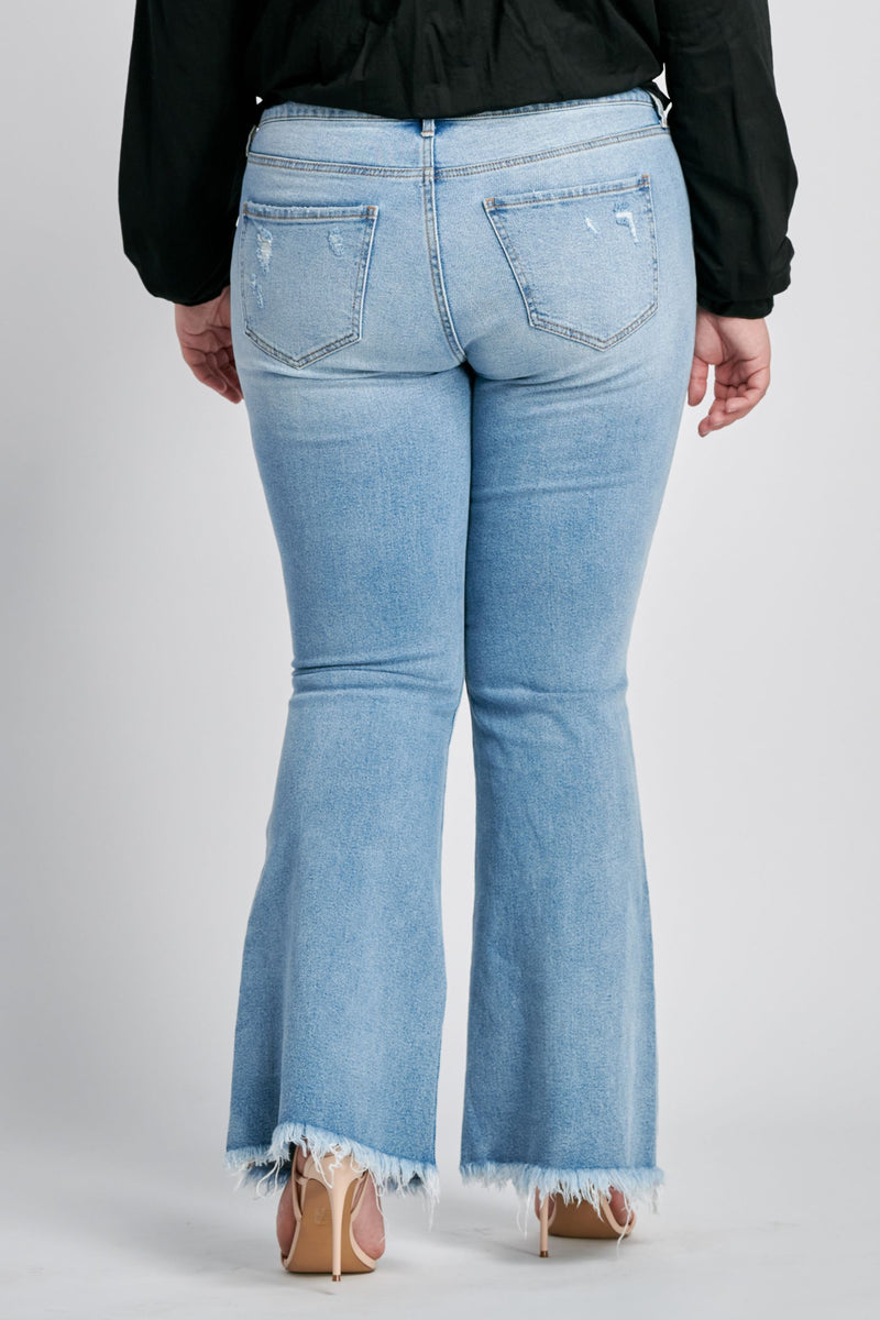 Tanner Mid Rise Frayed Flare Denim Jean