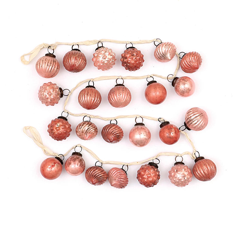 Mercury Glass Ornament Garland-Pink